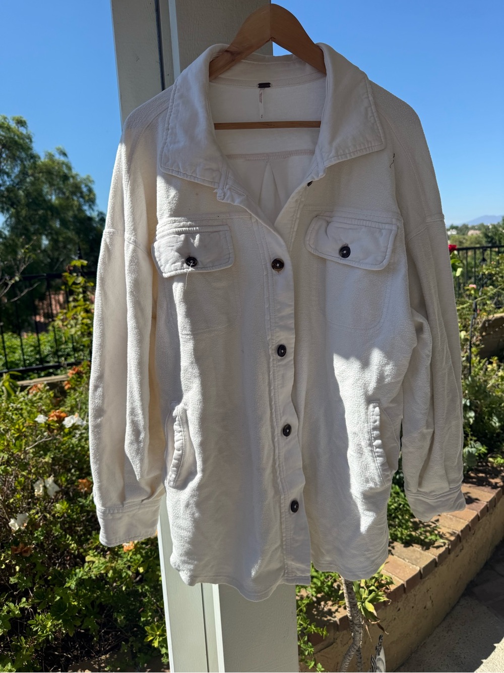 Free People Cream Button-Front Jean Jacket - Picture 4 of 5